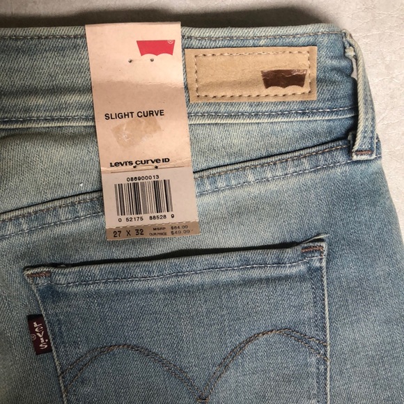 Levi's Woman’s Slight Curve Mid Rise Light Blue Slim Jeans Size 4 27X32 - Picture 12 of 13